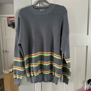 NWOT Pink Lilly Green & Pink stripe Oversized Sweater Medium fits Large XL